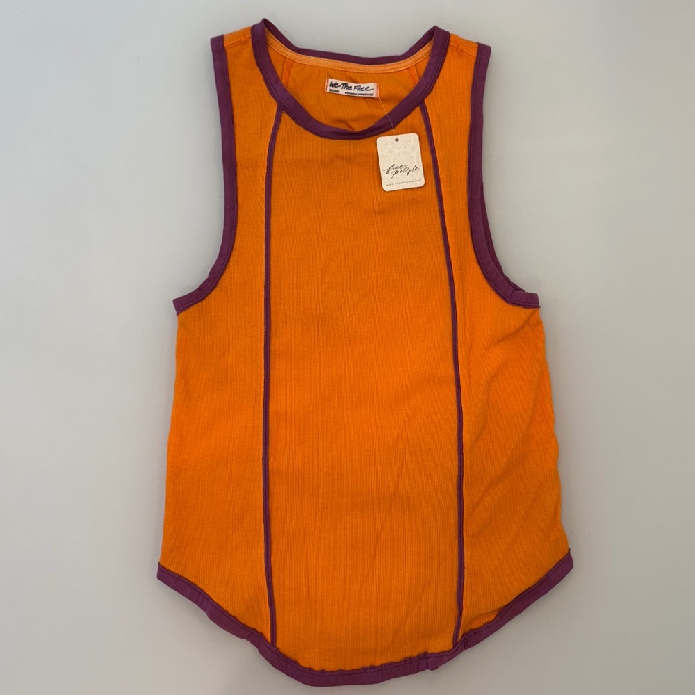 Free People - We The Free Orange & Purple Ribbed Tank Top NWT, Size M